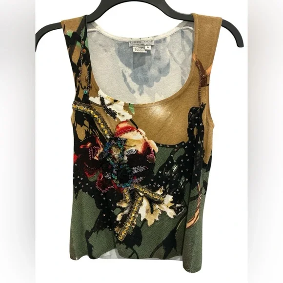 Alberto Makali Art-to wear floral beaded sequin sweater set - Picture 3 of 9